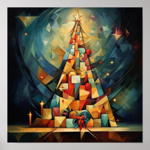 Cubism Christmas Tree Poster