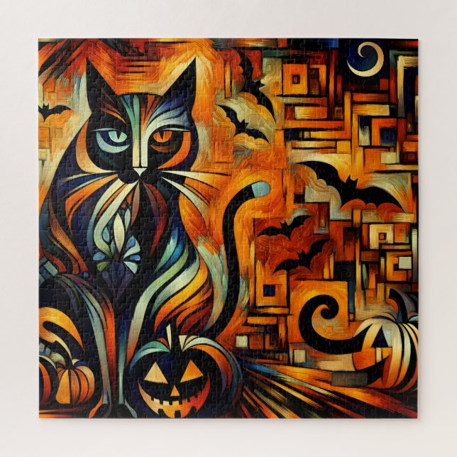 Cubism Halloween Cat Jigsaw Puzzle (Vertical)