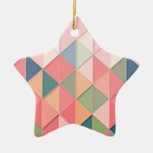 CUBISM pastel Shades GEOMETRIC - ADD MONOGRAM Ceramic Ornament