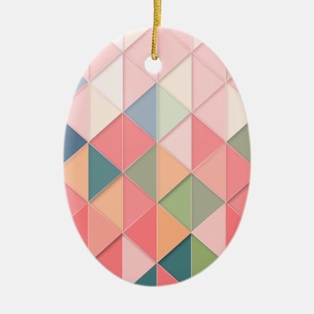 CUBISM pastel Shades GEOMETRIC - ADD MONOGRAM Ceramic Tree Decoration (Front)