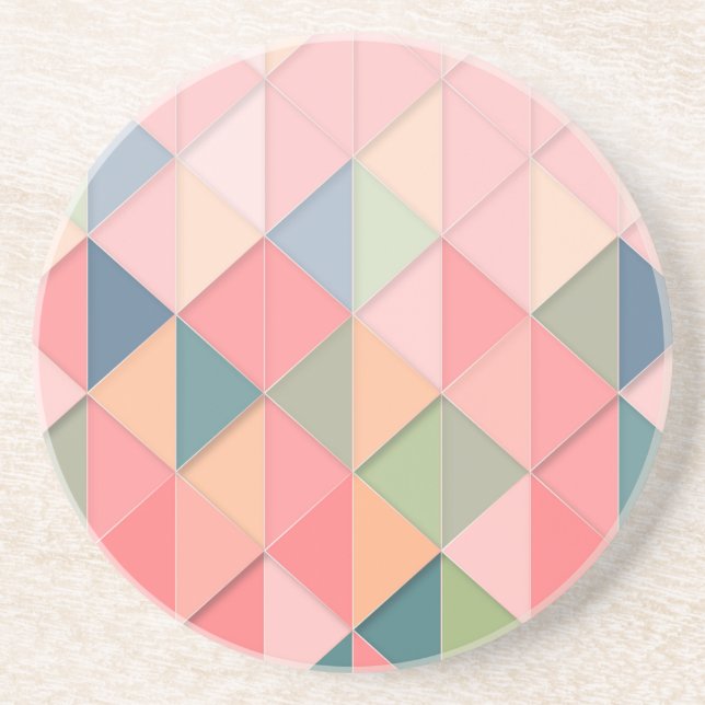 CUBISM pastel Shades GEOMETRIC - ADD MONOGRAM Coaster (Front)