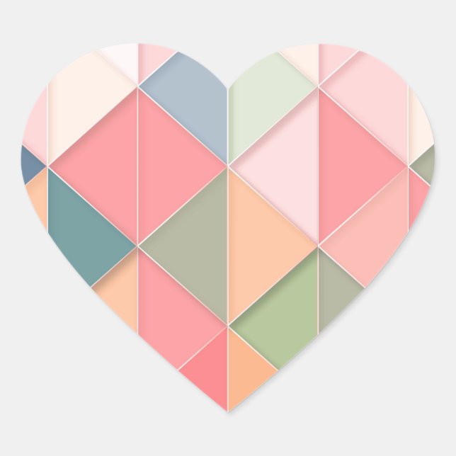 CUBISM pastel Shades GEOMETRIC - ADD MONOGRAM Heart Sticker (Front)