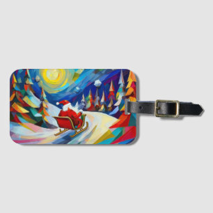 Cubism Santa Christmas Holiday Luggage Tag