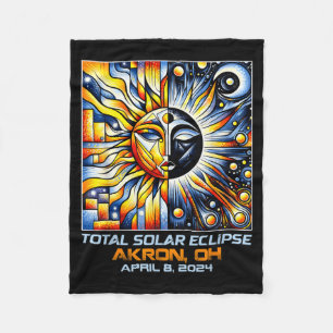 Cubism Total Solar Eclipse Akron Ohio Fleece Blanket