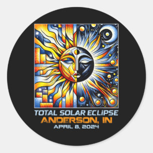 Cubism Total Solar Eclipse Anderson Indiana Classic Round Sticker