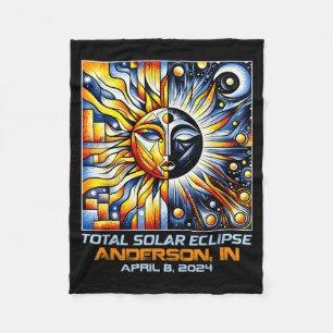 Cubism Total Solar Eclipse Anderson Indiana Fleece Blanket