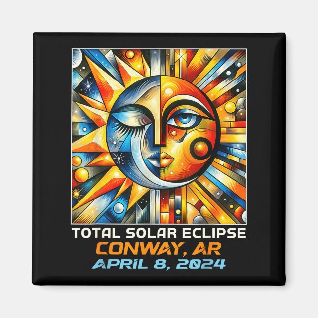 Cubism Total Solar Eclipse Conway Arkansas Magnet (Front)