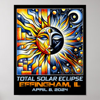 Cubism Total Solar Eclipse Effingham Illinois Poster