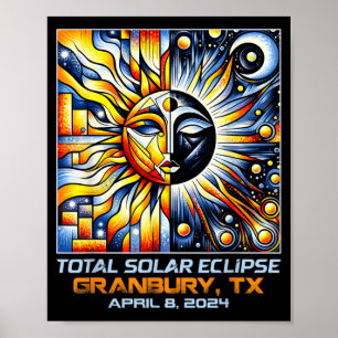 Cubism Total Solar Eclipse Granbury Texas Poster
