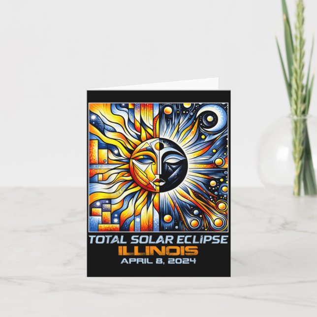 Cubism Total Solar Eclipse Illinois IL Card (Front)