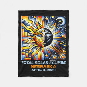 Cubism Total Solar Eclipse Nebraska NE Fleece Blanket