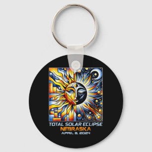 Cubism Total Solar Eclipse Nebraska NE Key Ring