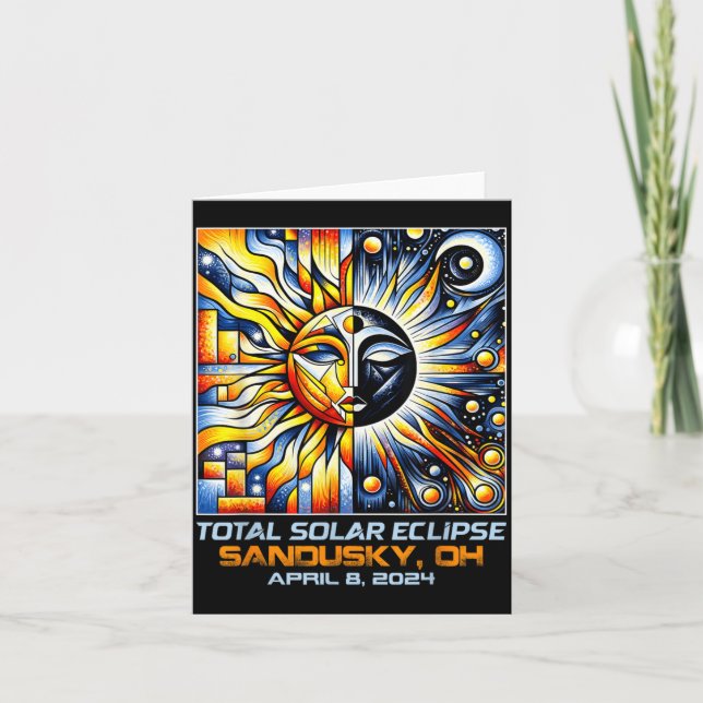 Cubism Total Solar Eclipse Sandusky Ohio Card (Front)