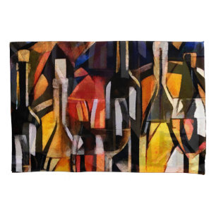 Cubism Wine Themes: Bottles & Grapes Pillowcase