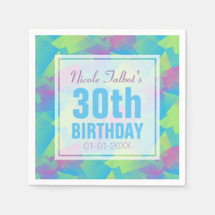Cubist Abstract Pastel 30th Birthday Paper Napkins