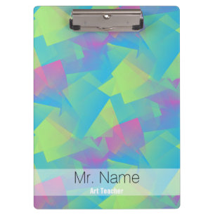 Cubist Abstract Pastel Custom Name Clipboard 2