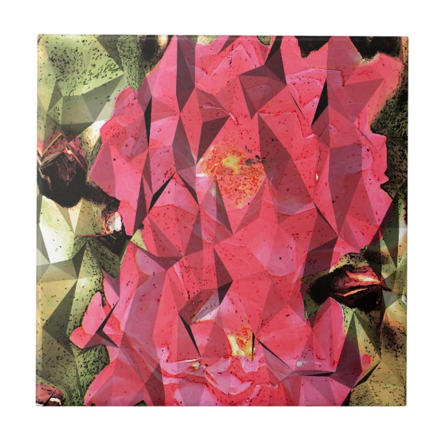 Cubist Abstract Roses Tile (Front)