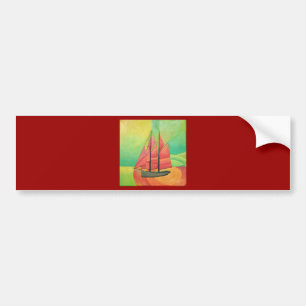 Cubist Abstract Sailing Boat Geometric Art Bumper Sticker