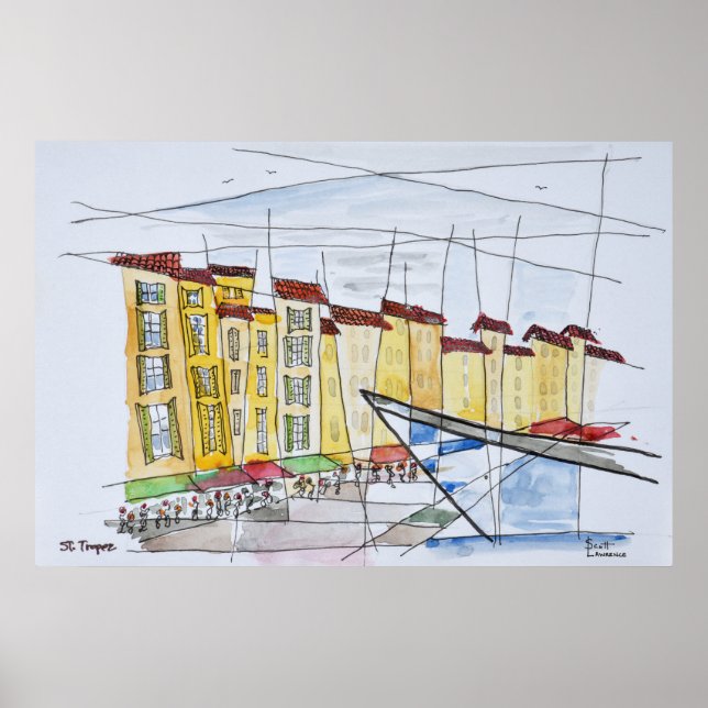 Cubist Abstract | Saint-Tropez, French Riviera Poster (Front)