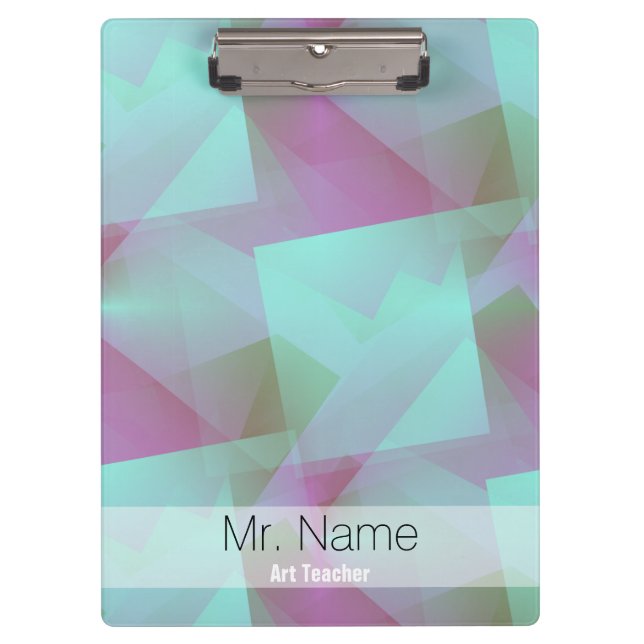 Cubist Abstract Squares pastel Name Clipboard 4 (Front)