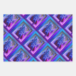 Cubist Art Deco Belly Dancer in Purple & Blue Wrapping Paper Sheet