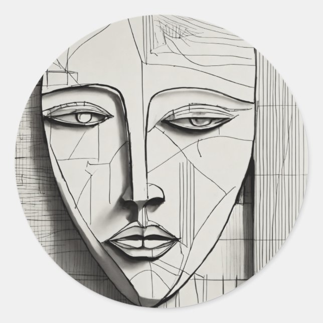Cubist Art - Modern Abstract Design Classic Round Sticker (Front)