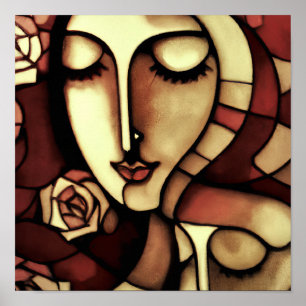 Cubist Blossom Gaze Poster