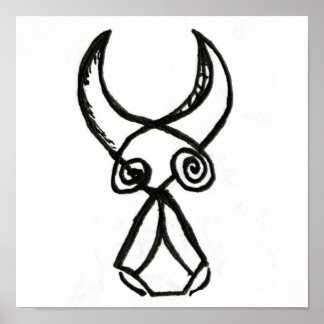 Cubist Bull Poster