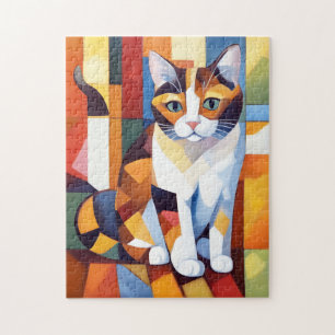 Cubist Calico Cat Art Jigsaw Puzzle