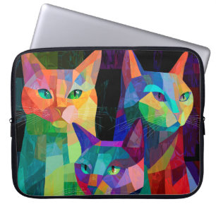 Cubist Cat Sentinels Laptop Sleeve
