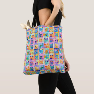 Cubist Cats Color Symphony Tote Bag
