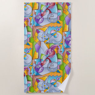 Cubist Cats - The Mininos Beach Towel