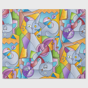 Cubist Cats - The Mininos Wrapping Paper