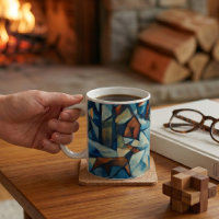 Cubist Expressionist Winter Village Mug