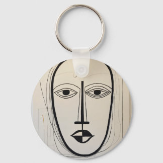 Cubist Face Art - Abstract Design Key Ring
