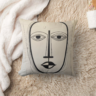 Cubist Face Art Throw Pillow - Abstract Design