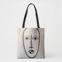 Cubist Face Art Tote Bag - Unique Abstract Design