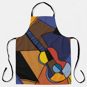 Cubist Guitar Surrealism Painting. Apron