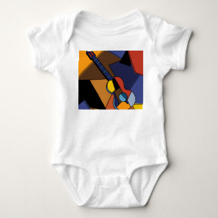 Cubist Guitar Surrealism Painting. Baby Bodysuit