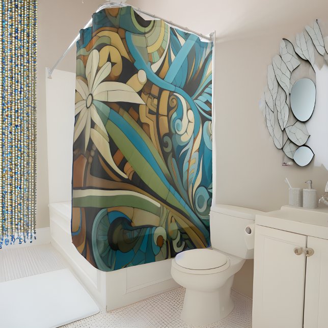 Cubist Inspired Art Deco Abstract Shower Curtain (Creator Uploaded)