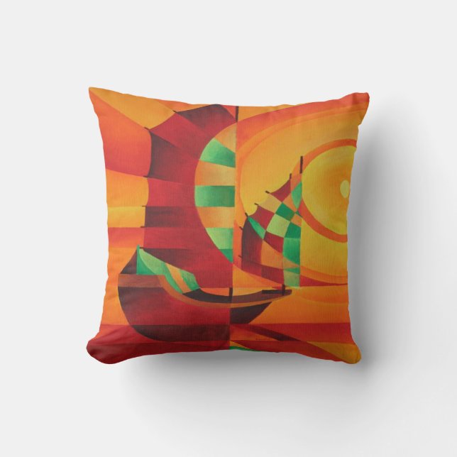 Cubist Junks On The Red Sea Cushion (Front)