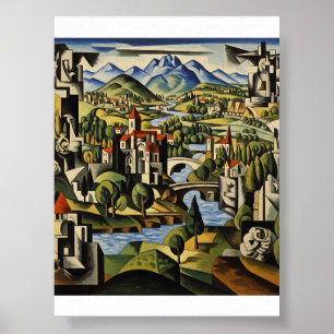 Cubist Landscape Art Poster