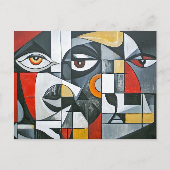 Cubist Modern Face Geometry Postcard (Front)