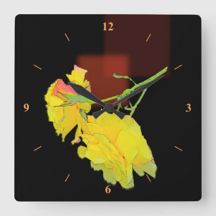Cubist Rose Square Wall Clock