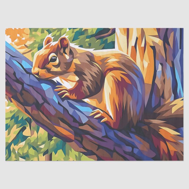 Cubist Squirrel - 10lb, 17"x23" Tissue Paper (Front)