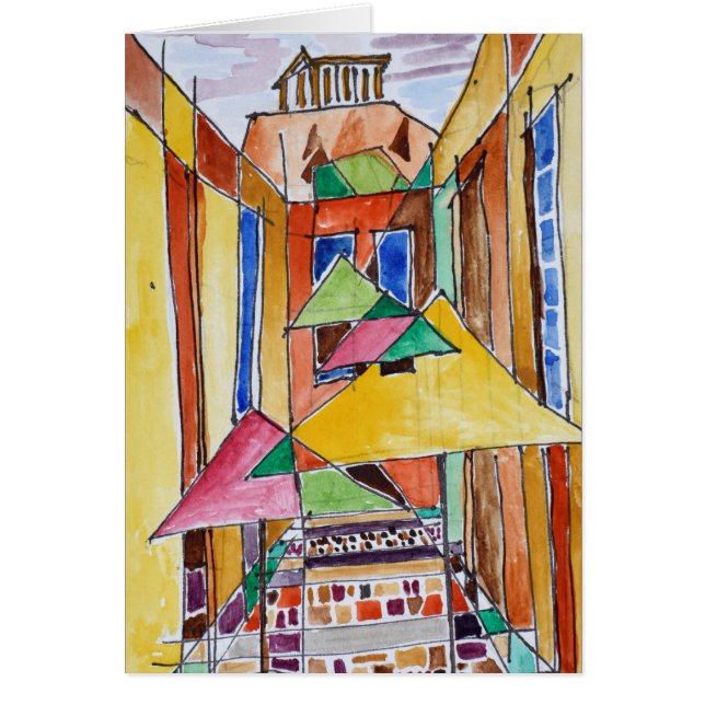 Cubist Style Watercolor Plaka | Athens, Greece (Front)