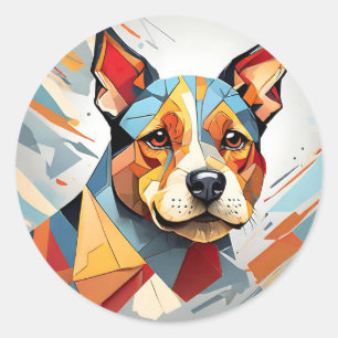Cubist Terrier Dog Classic Round Sticker