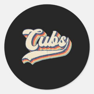 Cubs Sports Name Vintage Retro Gift Men Women Boy Classic Round Sticker