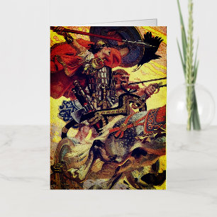 Cuchulain in Battle Foil Greeting Card