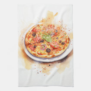 Cucina Italiana: Artistic Italian Pizza Tea Towel